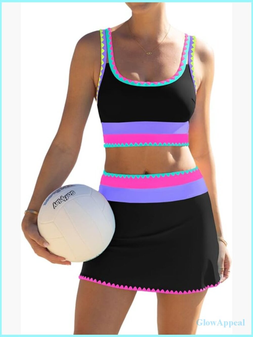 High Waisted Bikini Set with Skirt Bottom Tummy Control 3 Piece Swimwear